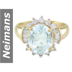 4.22 ct Aquamarine & Diamond Ring 14kt Gold