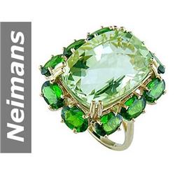 18.80 ct Chrome Diopside & Green Amethyst Ring 14kt Gold