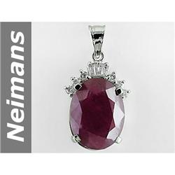 Huge 20.39 ct  Rare Ruby & Diamond Pendant 14kt Gold NR