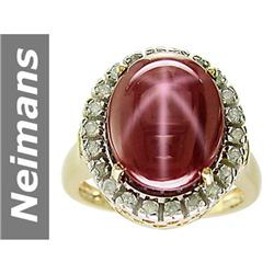 20.21 ct Star Ruby & Diamond Ring 14kt Gold