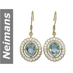 5.29 ct Aquamarine & Diamond Earrings 14kt Gold
