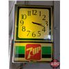 Image 1 : Lighted 7-UP Electric Wall Clock (19-1/2"H x 13-1/2"W x 5"D) (SEE PICS!)