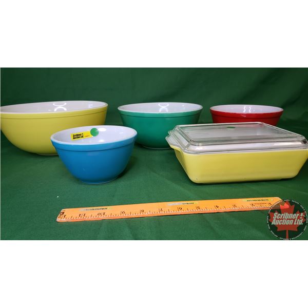 Pyrex Primary Colors Mixing Bowl Set Pyrex Casserole W Lid SEE PICS Pyrex Primary Colors Mixing Bowl Set Pyrex Casserole W Lid See Pics