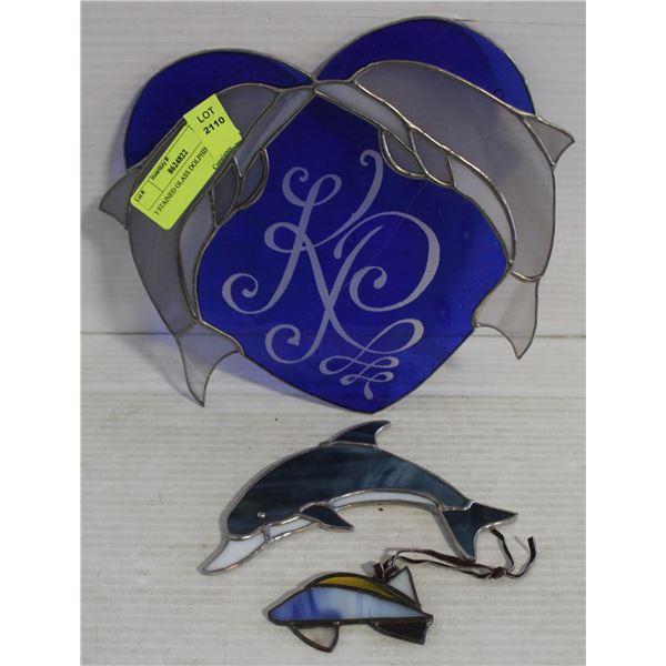 3 STAINED GLASS DOLPHIN
