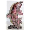 Image 1 : PINK SOAPSTONE? 9 INCH DOLPHIN SCULPTURE