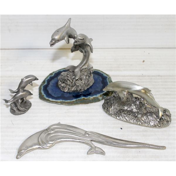 4 PEWTER DOLPHIN