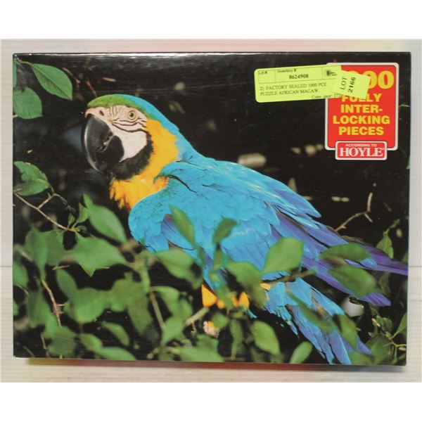 2)  FACTORY SEALED 1000 PCE PUZZLE AFRICAN MACAW.