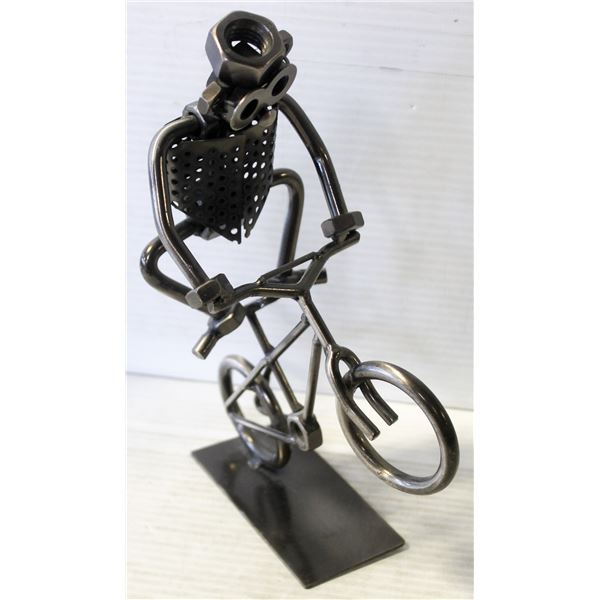 METAL CYCLIST SCULPTURE