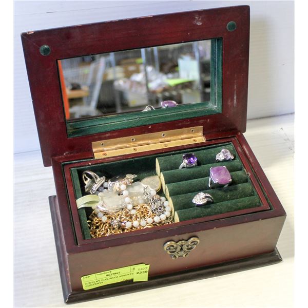 JEWELRY BOX WITH ASSORTED CONTENTS