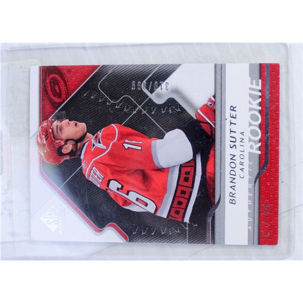 BRANDON SUTTER GAME USED ROOKIE CARD