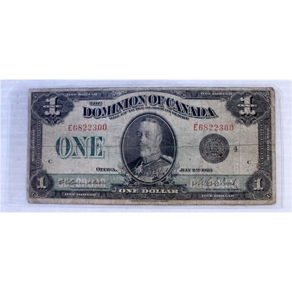 1923 CANADIAN ONE DOLLAR BANKNOTE