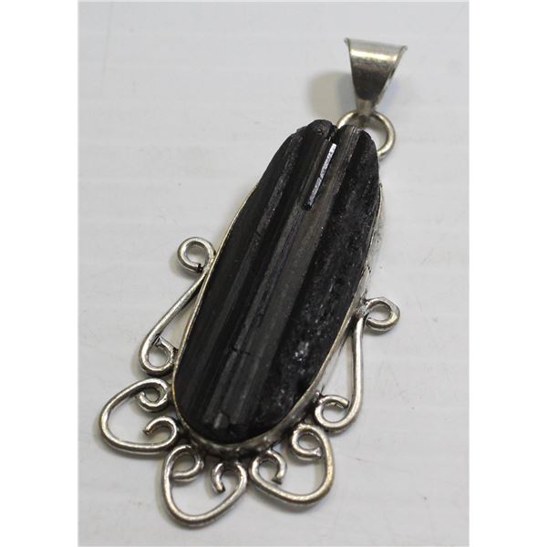 #19-NATURAL BLACK TOURMALINE PENDANT (RAW)