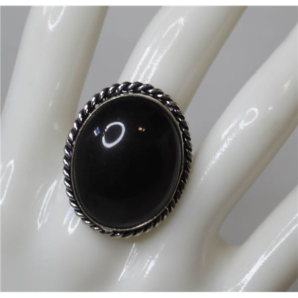 #83-NATURAL BLACK OBSIDIAN RING SIZE 8