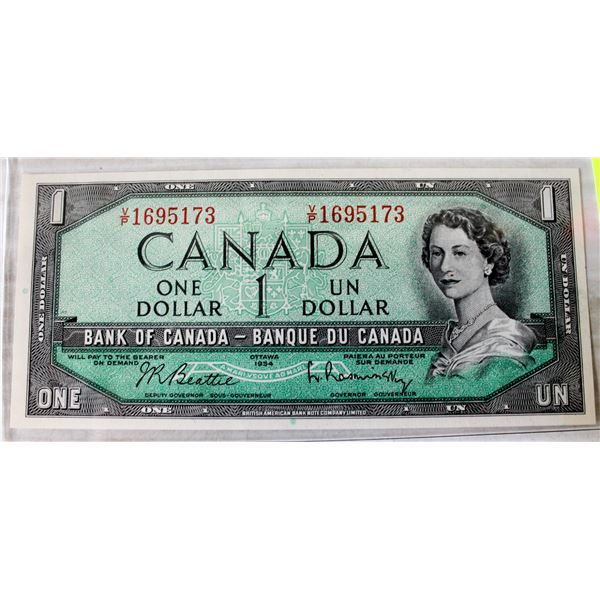 1954 BANK OF CANADA $1 DOLLAR UNCIRCULATED NOTE