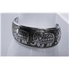Image 1 : 16)  TIBETAN SILVER ELEPHANT MOTIF CUFF STYLE