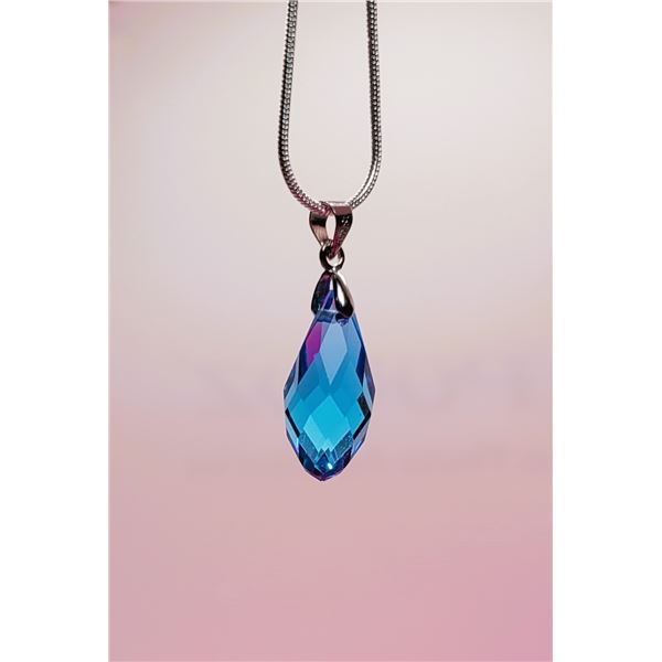 15)  LONDON BLUE SWAROVSKI CRYSTAL TEAR DROP