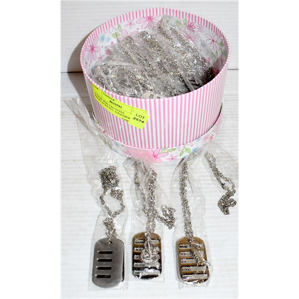 20 NEW DOG TAG STYLE NECKLACES ALL TOGETHER