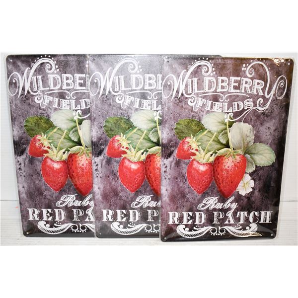 SET OF 3 WILDBERRY PATCH METAL SIGNS