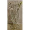 Image 1 : TALL DECORATIVE HEAVY GLASS PEDESTAL VASE -