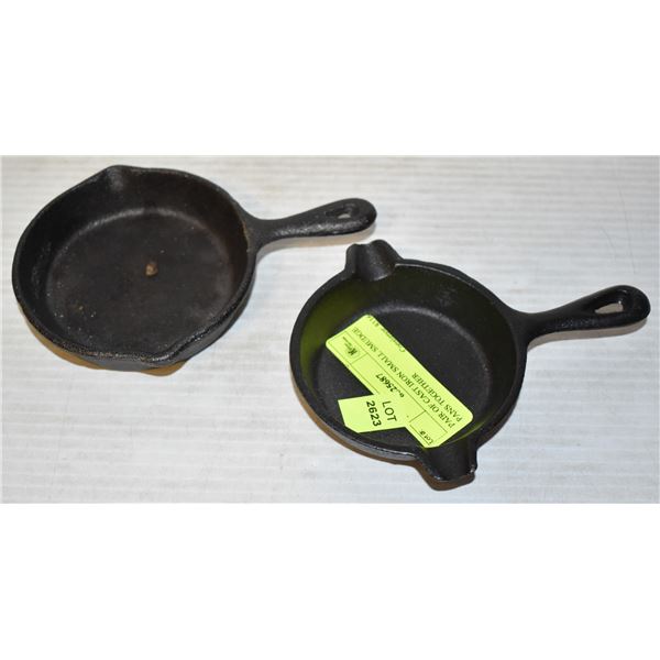 PAIR OF CAST IRON SMALL SMUDGE PANS TOGETHER