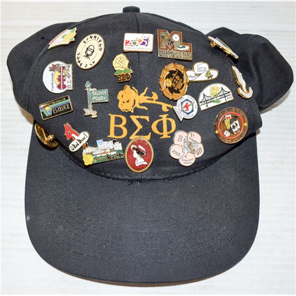 BETA SIGMA PHI HAT WITH PINS ALL TOGETHER