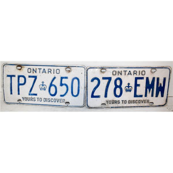 PAIR OF OLD ONTARIO LICENSE PLATES