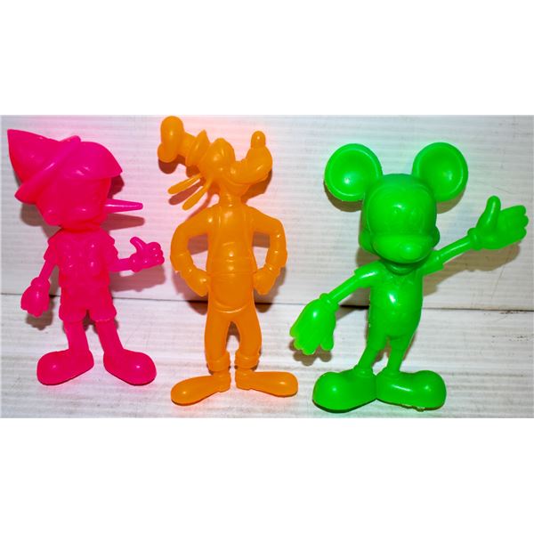 3PC VINTAGE LOUIS MARX 6" DISNEY FIGURES