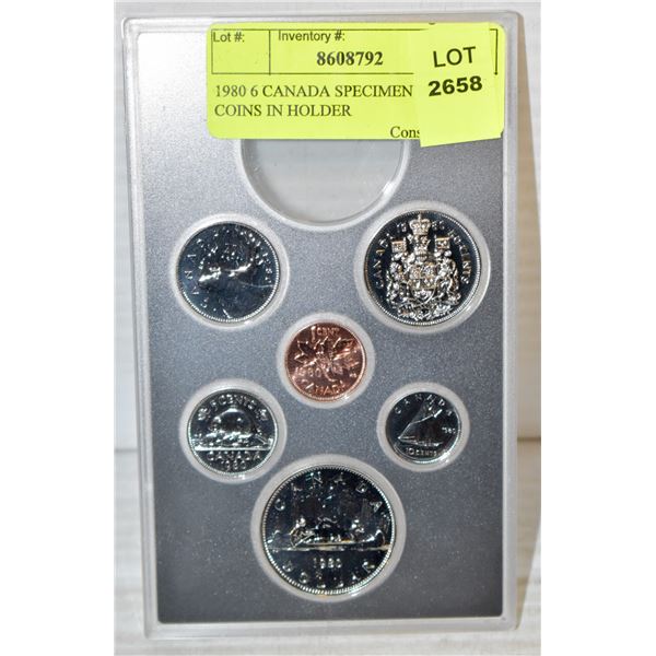 1980 6 CANADA SPECIMEN FINISH COINS IN HOLDER