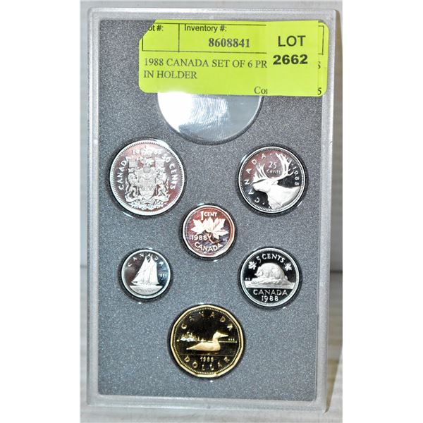1988 CANADA SET OF 6 PROOF COINS IN HOLDER