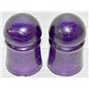 Image 1 : RARE 2 PURPLE GLASS INSULATORS TOGETHER