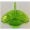 Image 1 : VINTAGE LARGE GREEN GLASS BASKET BOWL