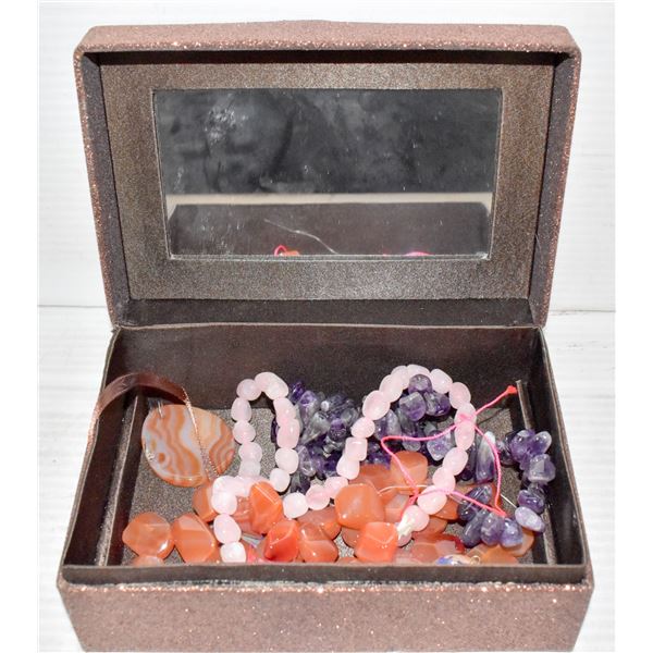 AMETHYST, ROSE QUARTZ & AGATE STONES ALL TOGETHER