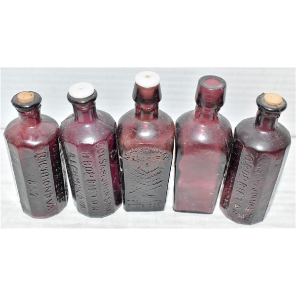 PURPLE ELIXIR MEDICINE BOTTLES ALL TOGETHER