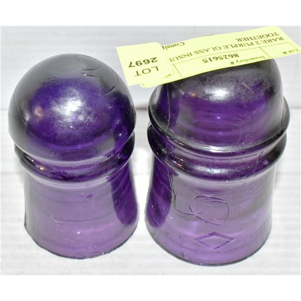 RARE 2 PURPLE GLASS INSULATORS TOGETHER