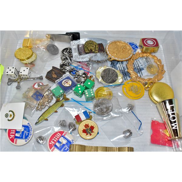 TOKENS, PINS, POCKET WATCH , MONEY CLIP & MORE