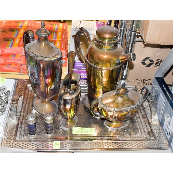 COFFEE SERVICE SET WITH TRAY, S&P SET WATER CARAFE