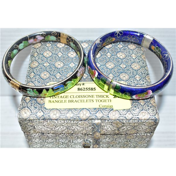 VINTAGE CLOISSONE THICK BANGLE BRACELETS TOGETHER