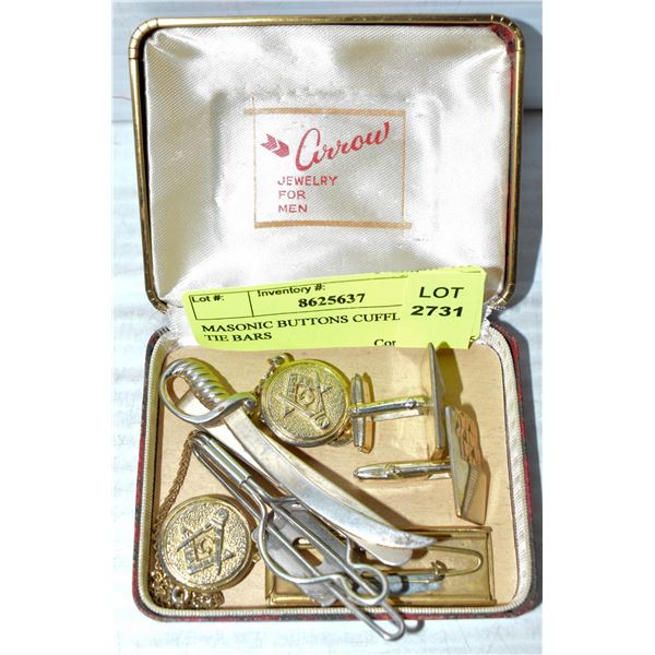 MASONIC BUTTONS CUFFLINKS AND TIE BARS