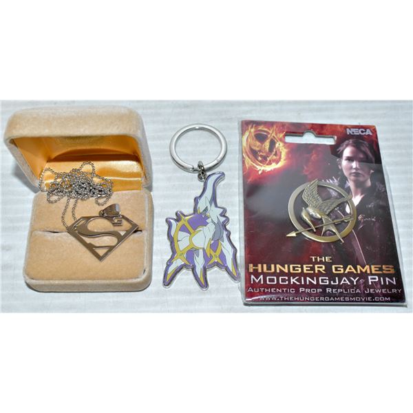 SUPERMAN NECKLACE, POKEMON & HUNGER GAMES
