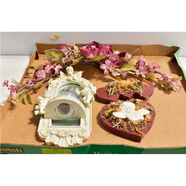 CHERUB PORCELAIN MIRROR WITH FLORAL ACCENT