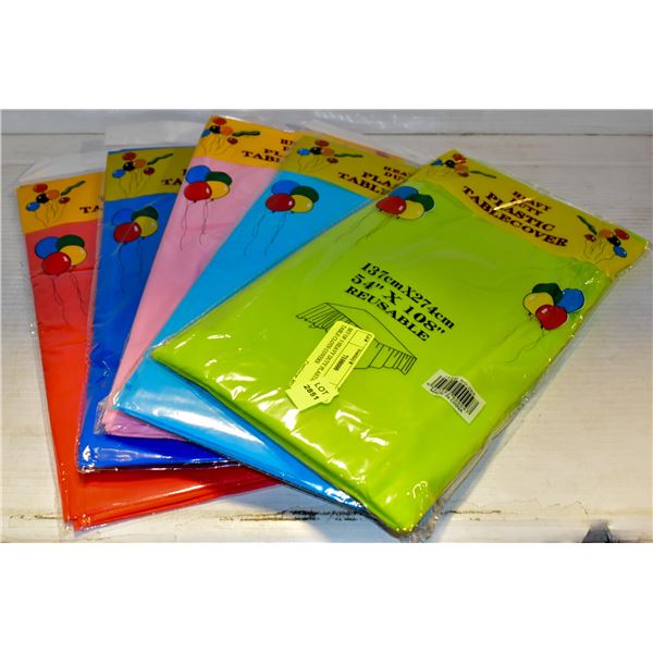 SET OF 5 HEAVY DUTY PLASTIC TABLE CLOTH COVERS