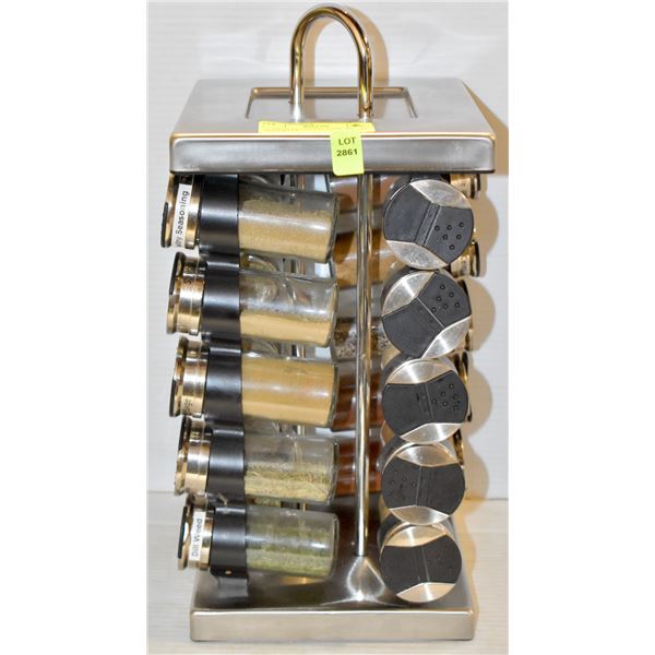 21-PIECE STAINLESS STEEL SWIVEL SPICE RACK