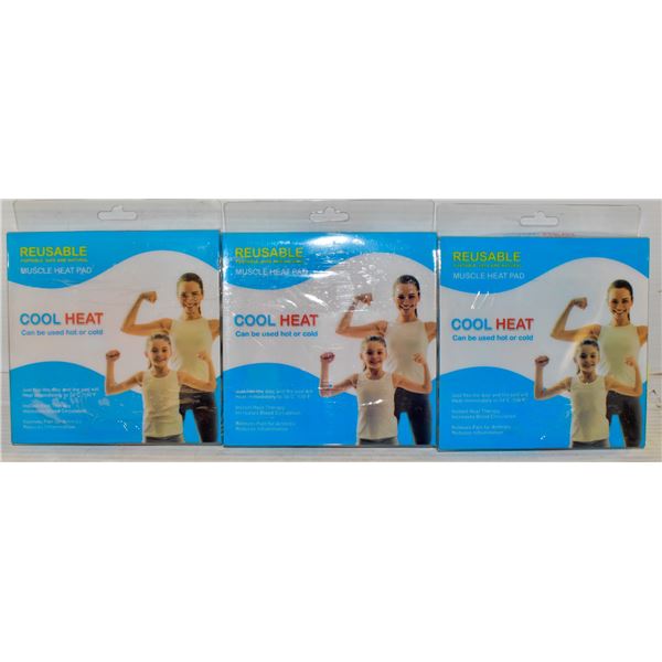 3 REUSABLE COOL HEAT MUSCLE HEAT / COOLING PADS