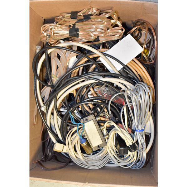BOX OF MISC CABLES/WIRES