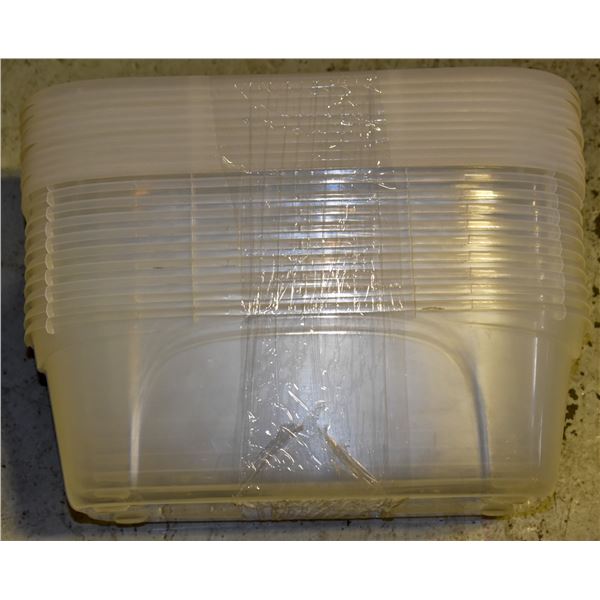BUNDLE OF 10 CLEAR STORAGE BINS WITH LIDS