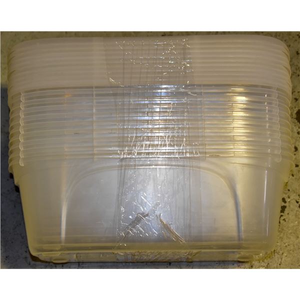 BUNDLE OF 10 CLEAR STORAGE BINS WITH LIDS