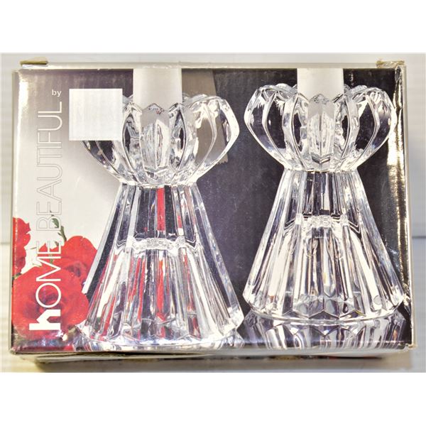 MIKASA SYMMETRY CANDLE HOLDER PAIR, WITH ORIG. BOX