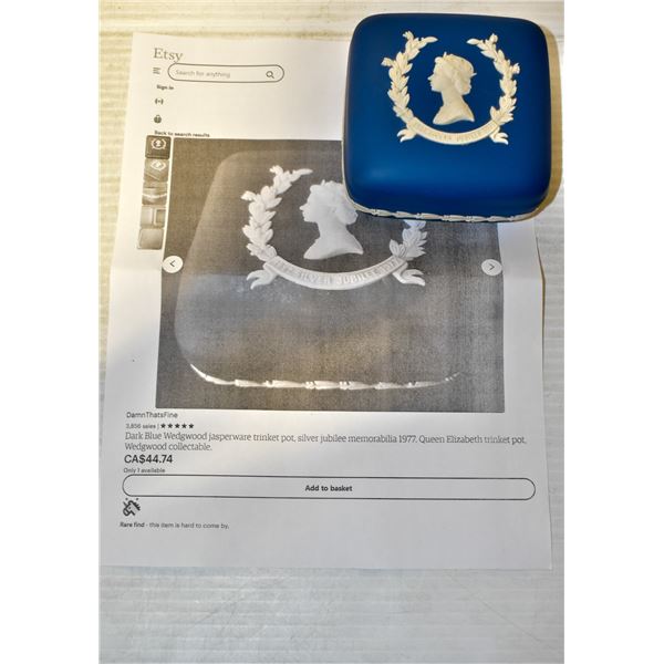 VINTAGE WEDGWOOD DARK BLUE JASPERWARE LIDDED BOX