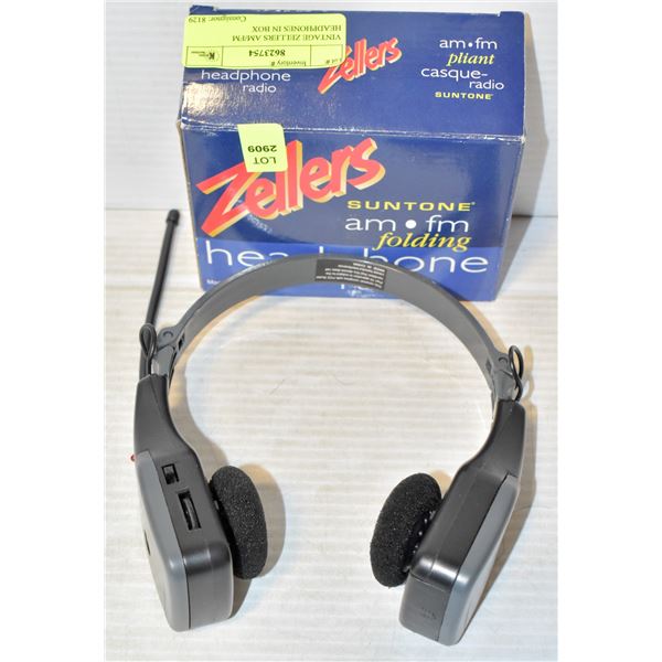 VINTAGE ZELLERS AM/FM HEADPHONES IN BOX