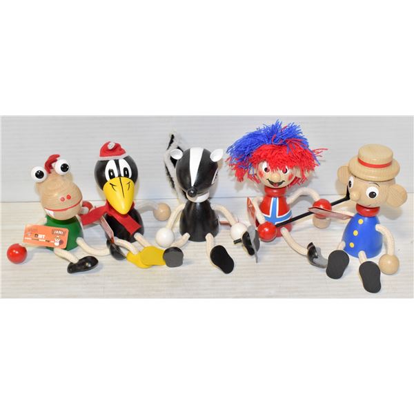 SET OF 5 NEW WOODEN TOYS - COLLECTIBLE